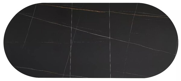 Masa extensibila GASTON, negru mat cu efect de marmura, ceramica/metal, 140/180x80x76 cm