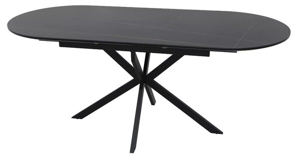Masa extensibila GASTON, negru mat cu efect de marmura, ceramica/metal, 140/180x80x76 cm