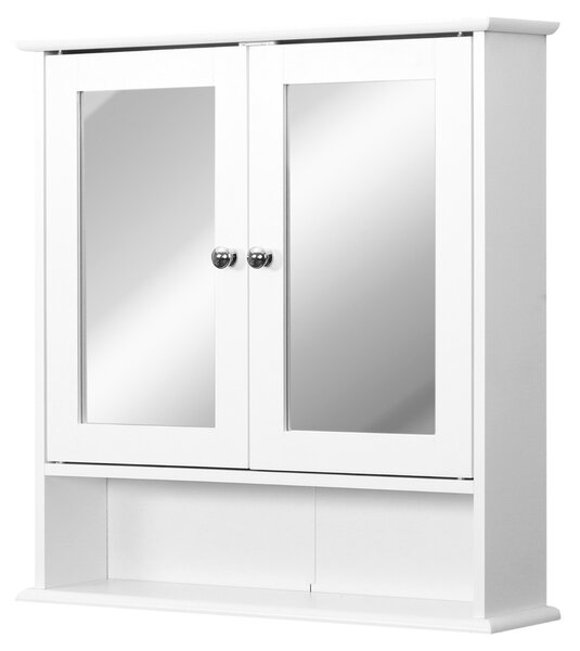 HomCom Dulap de Baie cu Oglindă, Spațiu Depozitare, 56x13x58 cm, Design Modern, Alb | Aosom Romania