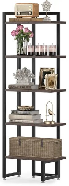 Biblioteca de colt, nuc/negru, 150x50x30 cm