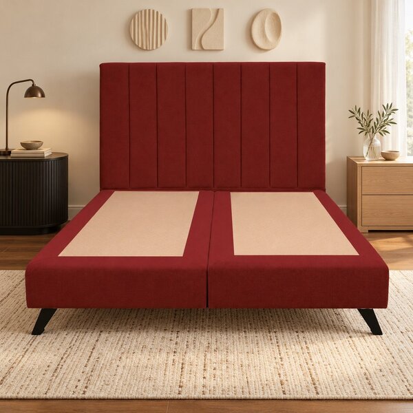 Pat tapițat Novella 140×200 cm, roșu