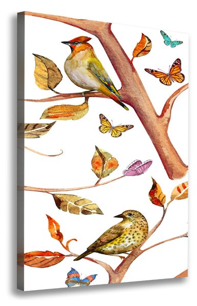 Imprimare tablou canvas Lista de păsări fluturi