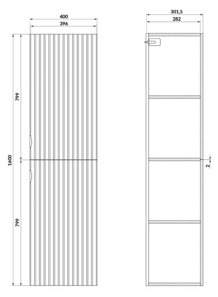 Cersanit Tirso dulap 40x30x160 cm laterala pe perete alb S1015-010