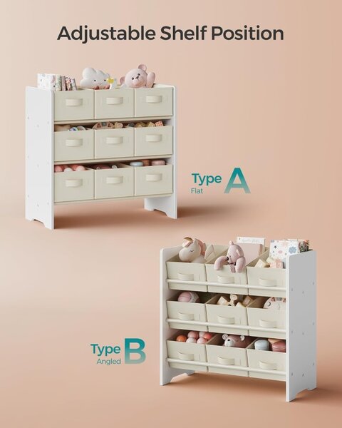 Raft organizare jucarii copii Alb Songmics 62.5x29.5x60 cm