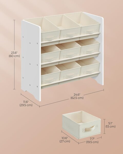 Raft organizare jucarii copii Alb Songmics 62.5x29.5x60 cm
