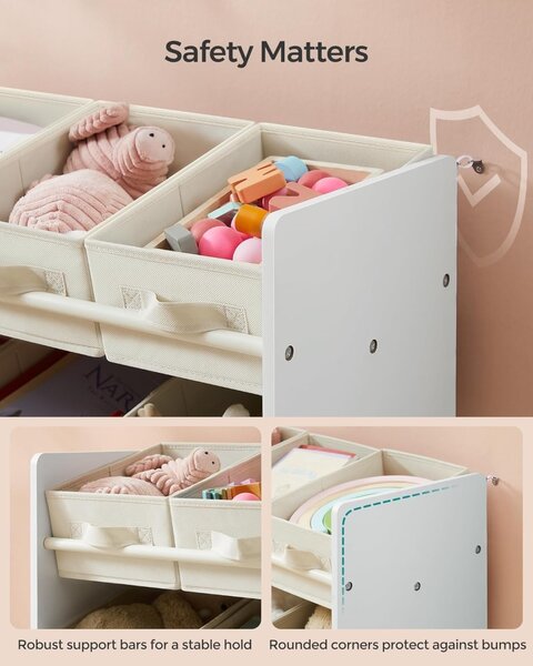 Raft organizare jucarii copii Alb Songmics 62.5x29.5x60 cm