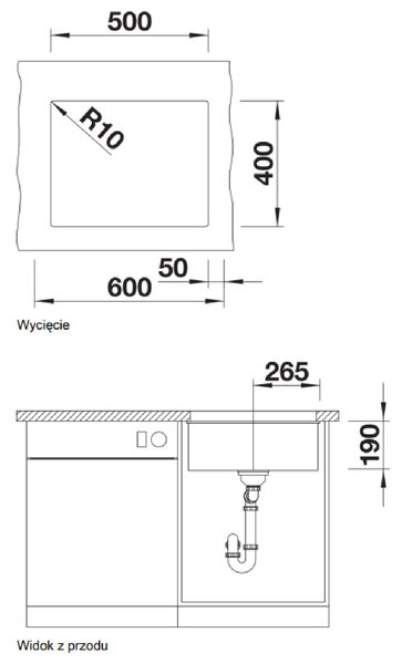 Blanco Subline 500-U chiuvetă din granit 50x40 cm alb 527170