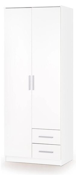 Dulap LIMA S2, alb, PAL laminat, cu 2 usi si 2 sertare, 80x52x205 cm