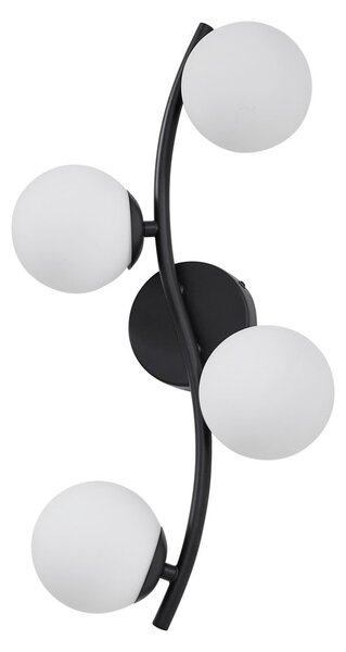 Lampă de perete Lindby, Josiana, reglabil, Negru, Camera de zi, Sticlă, Modern