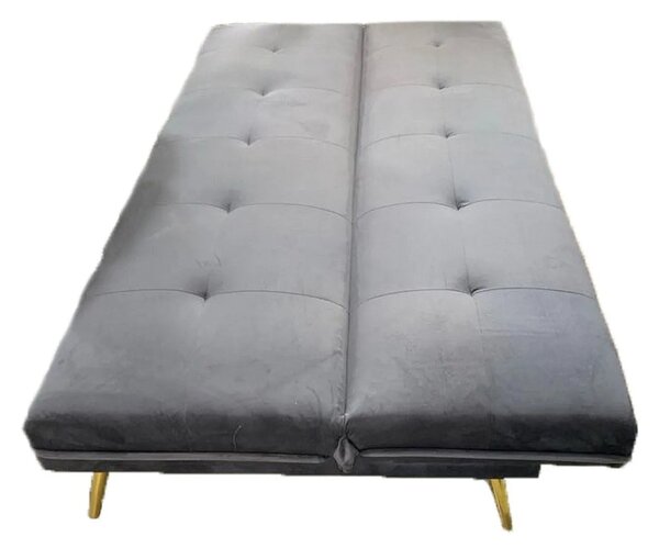 Canapea extensibila MORITZ, gri/auriu, stofa catifelata/metal, 181x88/