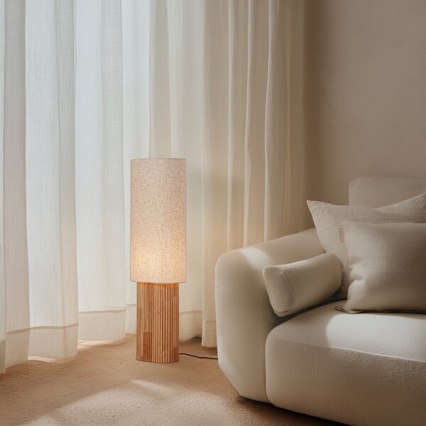 Lampadar Lindby, Kimiko, Bej, Camera de zi, Țesătură / Textil, Scandinavă