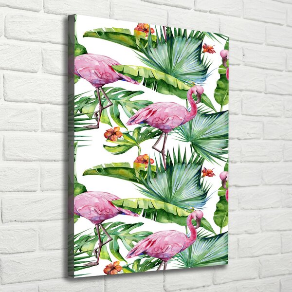 Tablou pe pânză canvas Frunze și flamingo