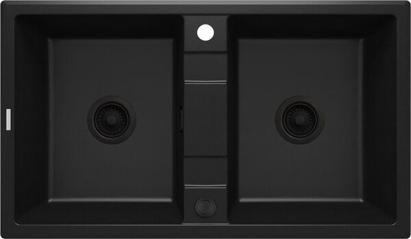 Chiuvetă Deante Eridan din granit, cu 2 compartimente, 860x500x220 mm, negru mat, ZQE_N203