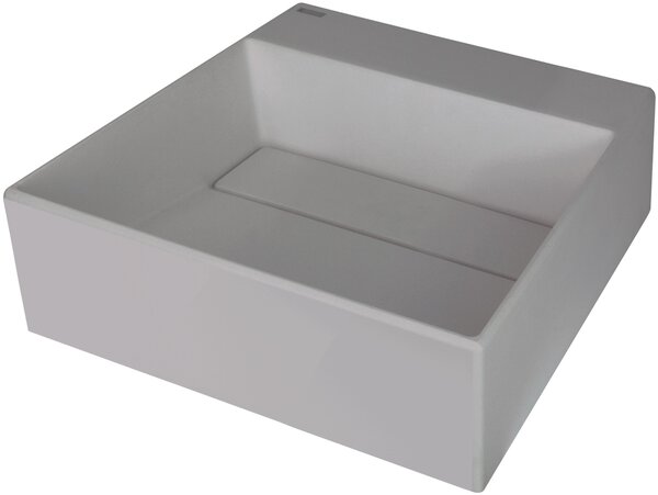 Lavoar de granit Deante Correo, cu blat, cu raft sub baterie și placă de acoperire 400x400x130 mm, gri metalizat, CQR_SU4M