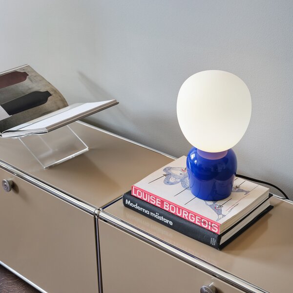 Lampă de masă Belid, Buddy, Albastru, Camera de zi, Sticlă, Design
