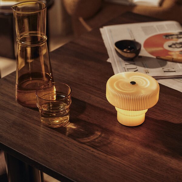 Lampă de masă ferm LIVING, reglabil, Bej, Camera de zi, Sticlă