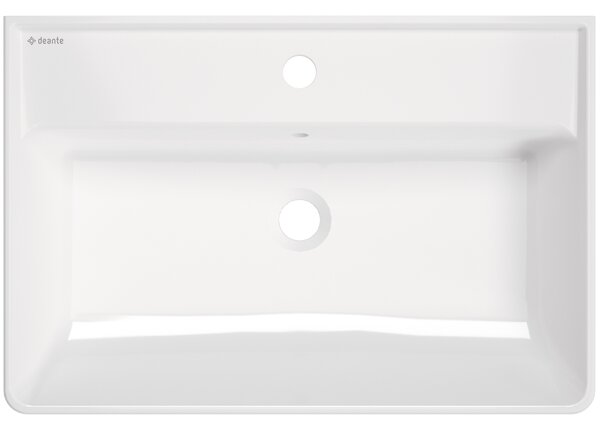 Deante Temisto, lavoar ceramic de blat/montabil pe perete cu raft sub baterie 610x410x112 mm, alb, CDT_6U7S