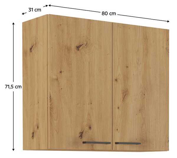 Dulap superior de bucătărie Meriel 80 G-72 2F (stejar artisan). 1033981
