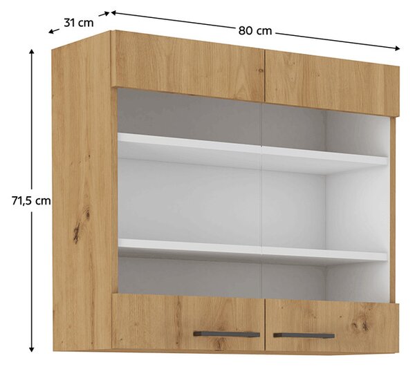 Dulap superior de bucătărie Meriel 80 GS-72 2F (stejar artisan). 1033982