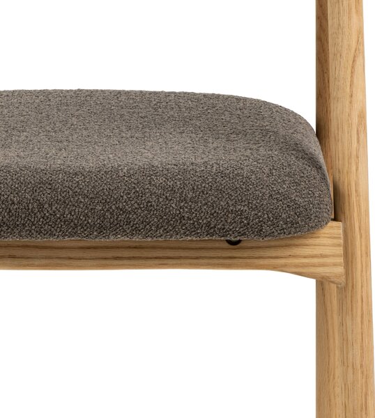 MAZZONI EXPORT ADELE Maro Taupe (țesătură Monza 40)/cadru Stejar Natural - SCAUN DIN LEMN BOUCLÉ PENTRU SALON SUFRAGERIE BUCĂTĂRIE RETRO