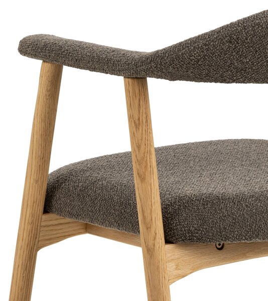 MAZZONI EXPORT ADELE Maro Taupe (țesătură Monza 40)/cadru Stejar Natural - SCAUN DIN LEMN BOUCLÉ PENTRU SALON SUFRAGERIE BUCĂTĂRIE RETRO