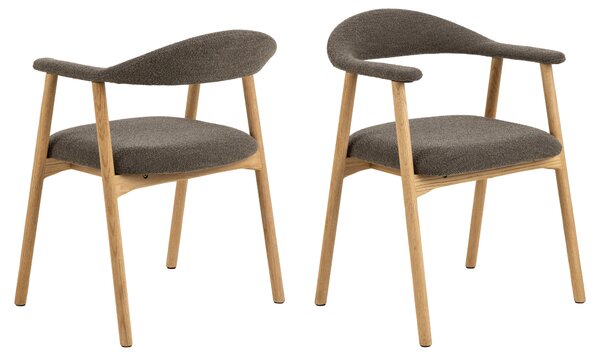 MAZZONI EXPORT ADELE Maro Taupe (țesătură Monza 40)/cadru Stejar Natural - SCAUN DIN LEMN BOUCLÉ PENTRU SALON SUFRAGERIE BUCĂTĂRIE RETRO