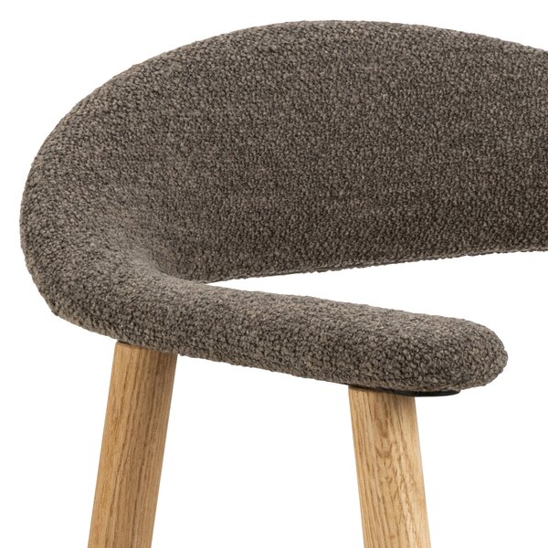 MAZZONI EXPORT ADELE Maro Taupe (țesătură Monza 40)/cadru Stejar Natural - SCAUN DIN LEMN BOUCLÉ PENTRU SALON SUFRAGERIE BUCĂTĂRIE RETRO