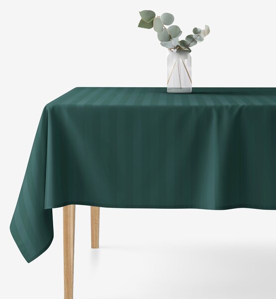 Goldea față de masă din damasc - dungi verde închis cu luciu satinat 120 x 180 cm