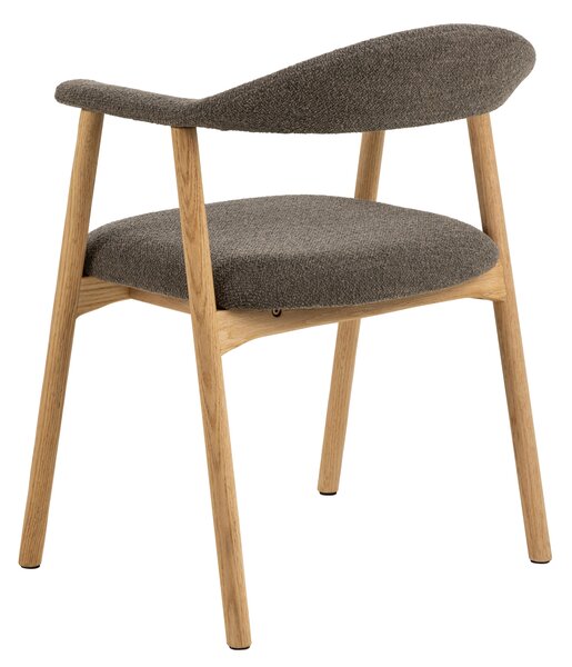 MAZZONI EXPORT ADELE Maro Taupe (țesătură Monza 40)/cadru Stejar Natural - SCAUN DIN LEMN BOUCLÉ PENTRU SALON SUFRAGERIE BUCĂTĂRIE RETRO