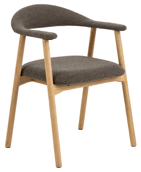 MAZZONI EXPORT ADELE Maro Taupe (țesătură Monza 40)/cadru Stejar Natural - SCAUN DIN LEMN BOUCLÉ PENTRU SALON SUFRAGERIE BUCĂTĂRIE RETRO