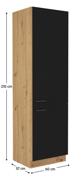 Dulap pentru frigider încorporat Meriel 60 LO-210 2F (negru + stejar artisan). 1033994
