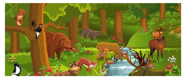 Tablou pentru copii cu animale (120x50 cm)
