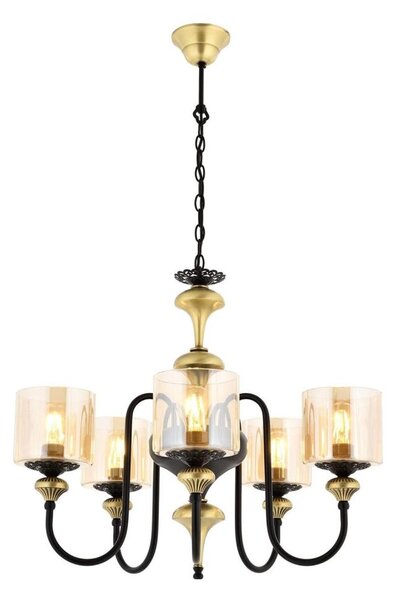 Candelabru suspendat pe lanț BUSAN 5xE27/40W/230V, auriu
