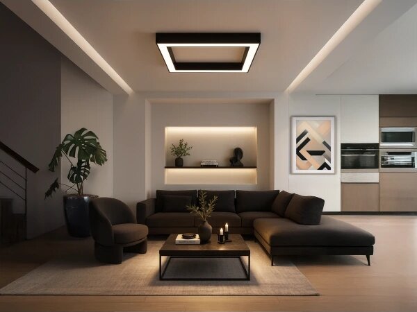 Plafonieră LED/130W/230V 3000/4000/6500K 100x100 cm neagră