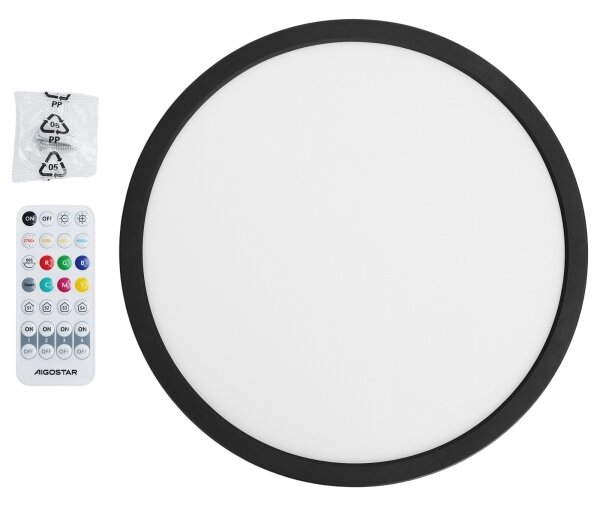 Brilagi - Plafonieră VIBE LED RGBW dimmabilă, 24W/230V, 3000-6500K, neagră + telecomandă
