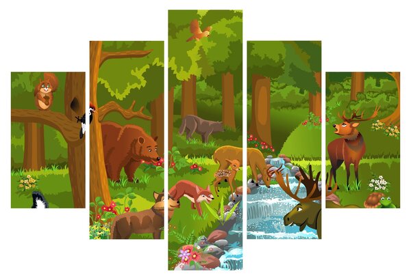 Tablou pentru copii cu animale (150x105 cm)
