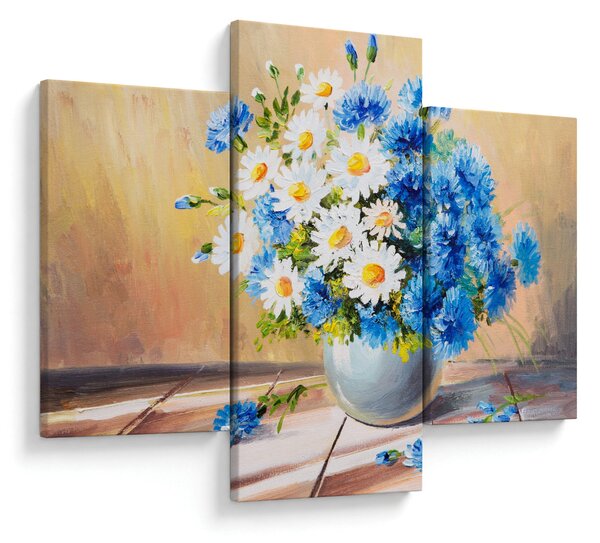 Tablou pictat cu vaza și flori (90x60 cm)