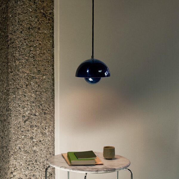 Lustră Pendul &Tradition, Flowerpot VP10, reglabil, Albastru, Camera de zi, Metal, Design