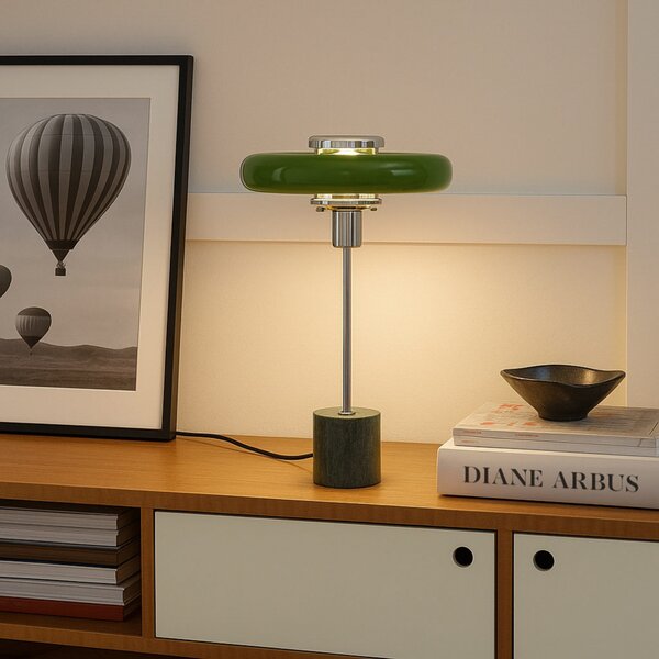 Lampă de masă Lindby, Branford, Verde, Camera de zi, Metal, Vintage