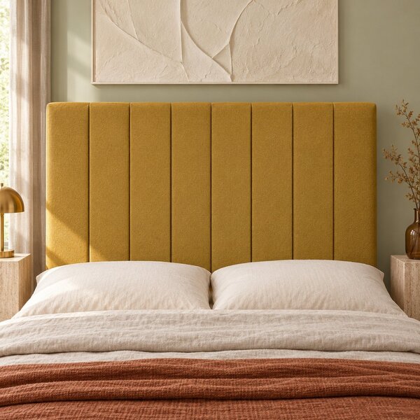 Pat boxspring din catifea Novella cu ladă 140×200 cm, galben muștar