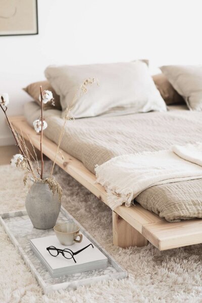 Karup pat cu saltea JAPAN BED natur 140/200 cm