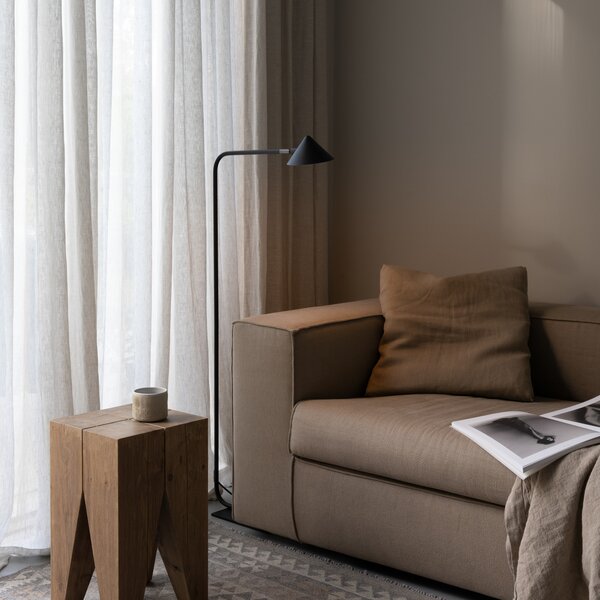 Lampadar Watt & Veke, Kuro, reglabil, Negru, Camera de zi, Metal, Design