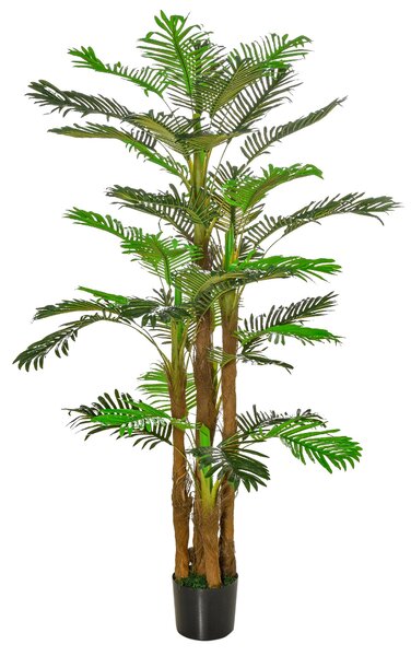 HOMCOM Palmier Artificial 185 cm in Ghiveci cu 42 de Frunze, Planta Artificiala cu efect Realist de Interior si Exterior