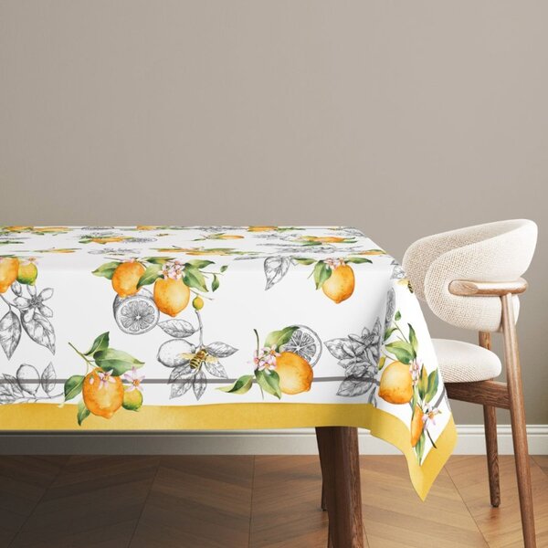 Fata de masa cu lamai din bumbac 140x180cm, Club Cotton, Lemo