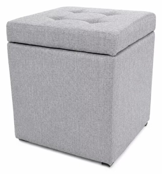 Taburet cu spațiu de depozitare, 30x30x35cm, Gri – Design modern din material textil și burete