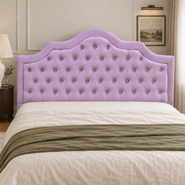 Pat tapițat Chesterfield din catifea Imperio Deluxe 140×200 cm, lila, cu ladă de depozitare