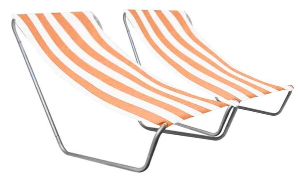 Set de 2 sezlonguri pliante pentru plaja SAND, dungi portocalii