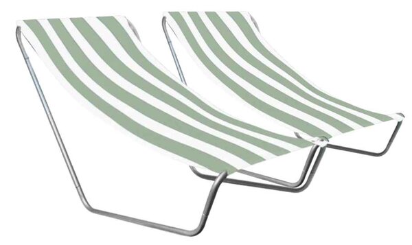 Set de 2 sezlonguri pliante pentru plaja SAND, dungi verde deschis