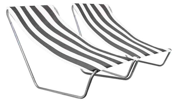 Set de 2 sezlonguri pliante pentru plaja SAND, dungi gri inchis