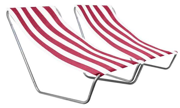 Set de 2 sezlonguri pliante pentru plaja SAND, dungi roz inchis